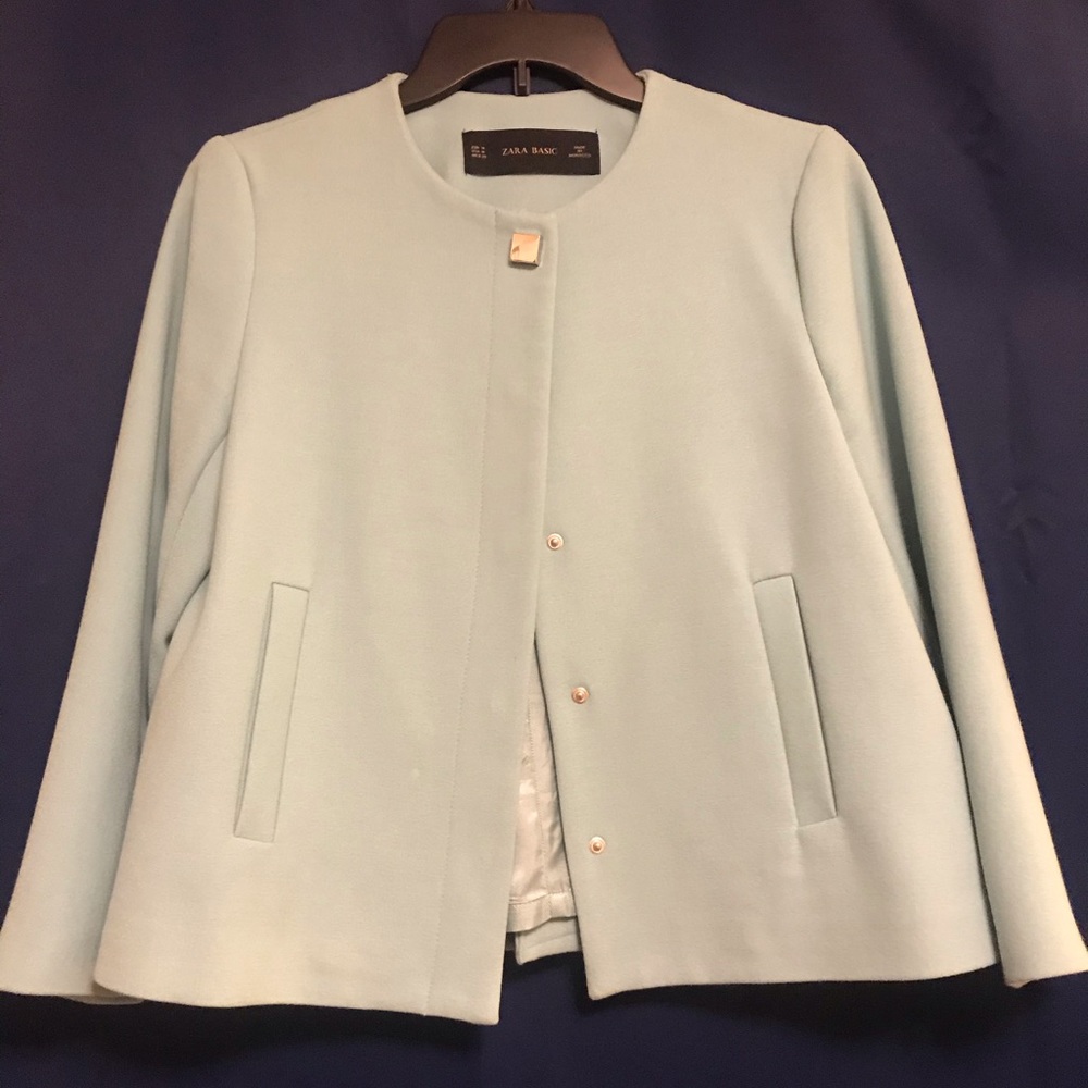 Zara Basic Cropped Jacket “Tiffany” green